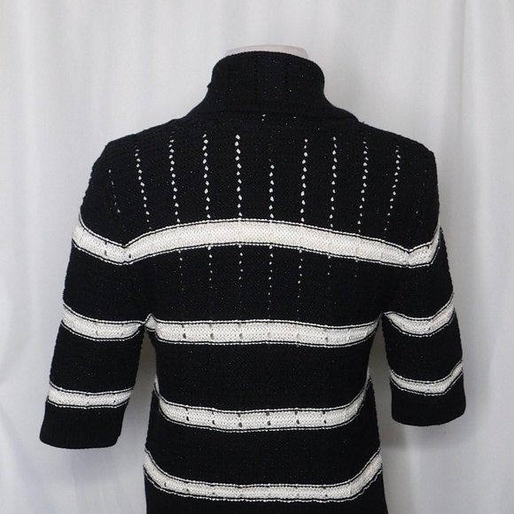 WHBM Striped Shawl Cardigan Sweater Metallic White House Black Market Small - Picture 7 of 10